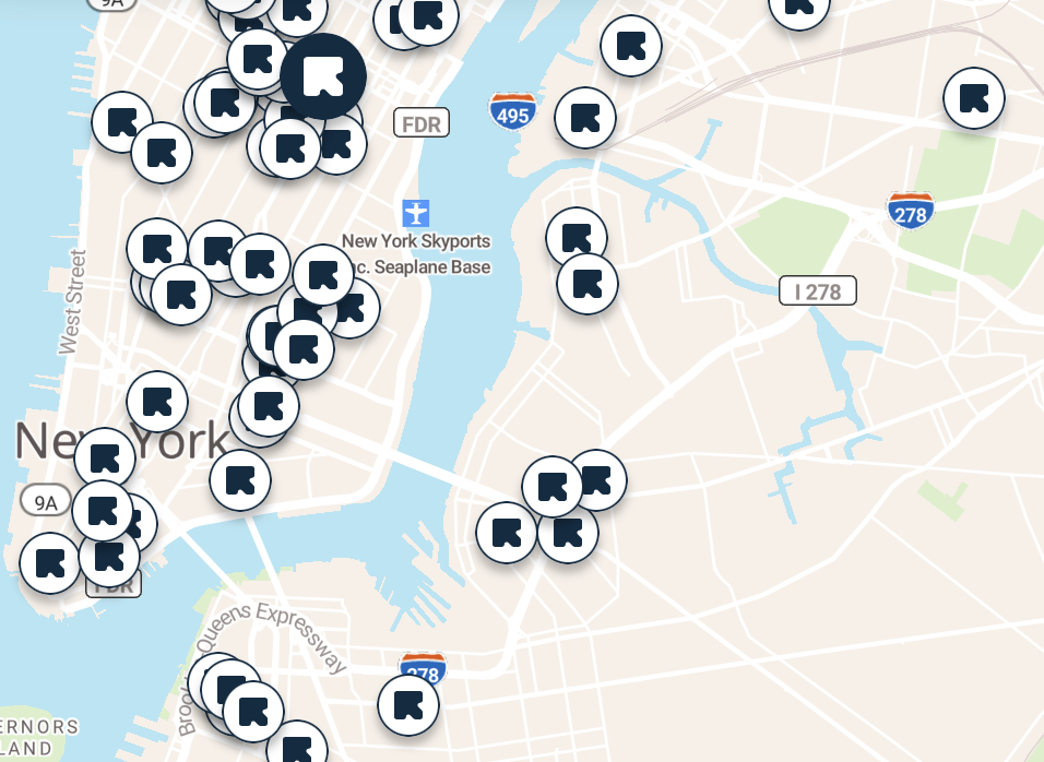 New York luggage storage map